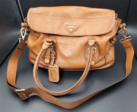 br3107 prada bag|Authentic PRADA BAULETTO Vitello Daino Camel Rame .